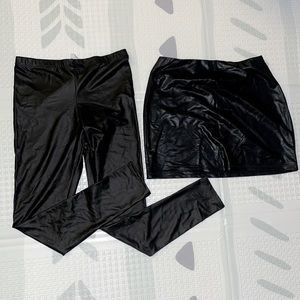 Pleather Leggings & Mini Skirt